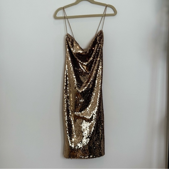 Gold Sequin Mini Dress - Picture 9 of 10